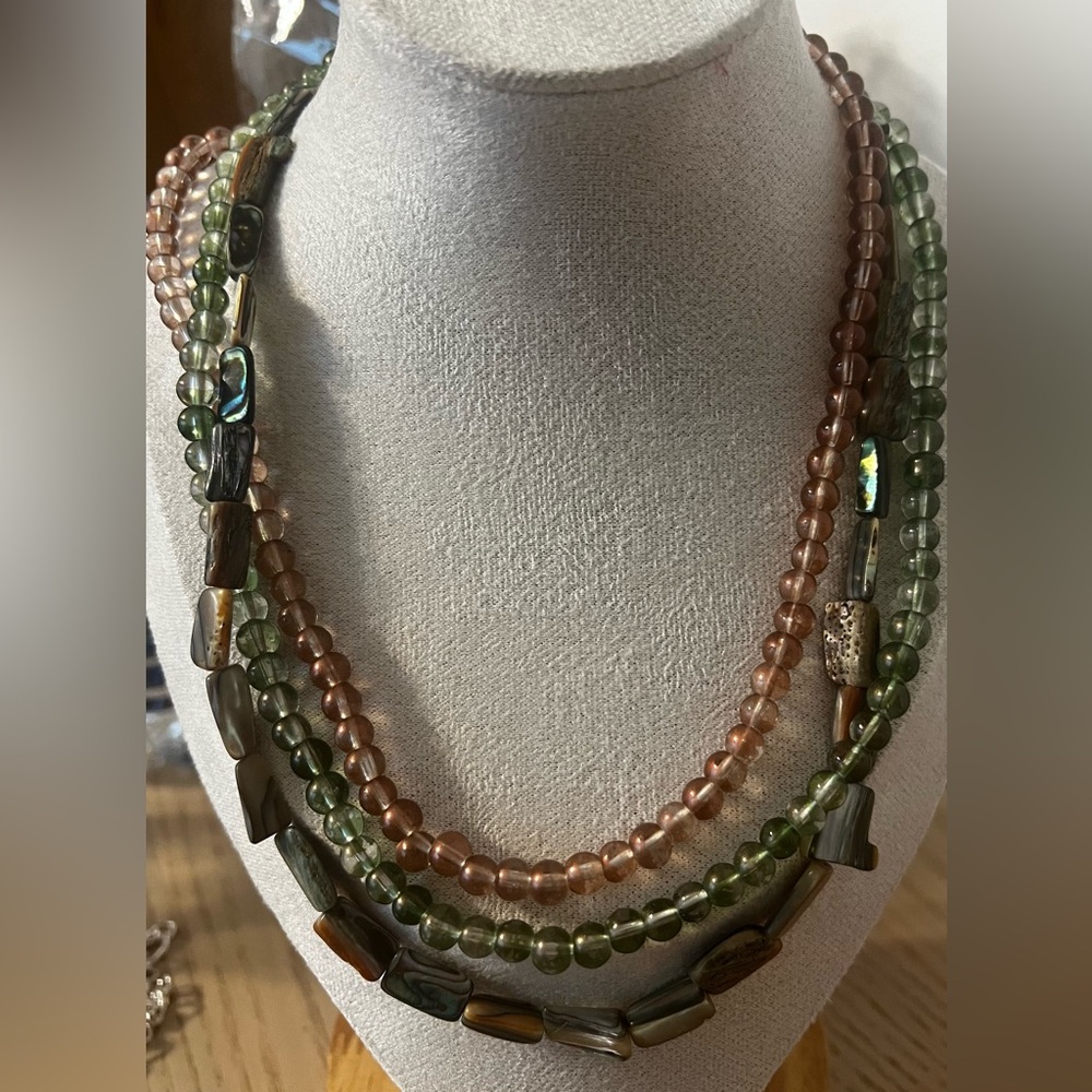 Multi-Strand Bead and Abalone Necklace